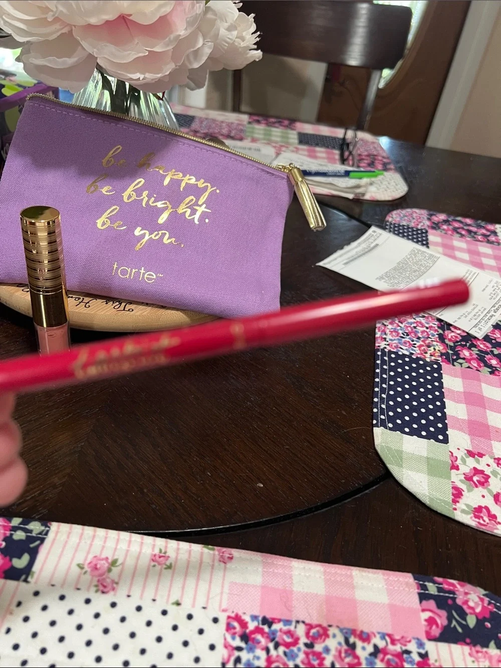 tarte Tease Eyeshadow Palette & Pink Lip Set - Purple Pouch